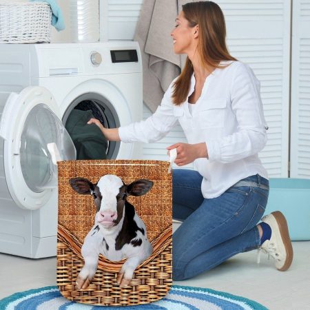 3D Milk Cow Vintage Pattern Printed Laundry Basket