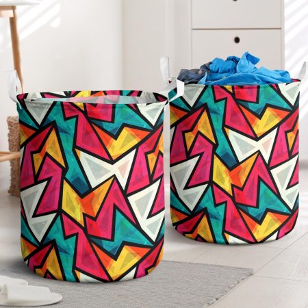 Abstract colorful geometric seamless pattern with grunge effect Laundry Basket