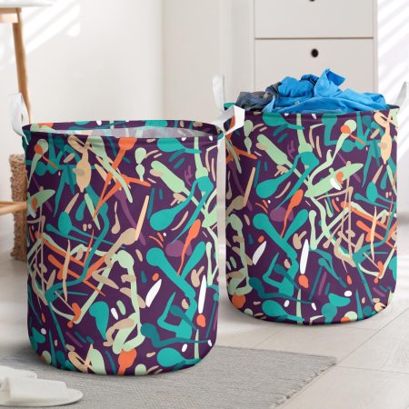 Abstract Colorful Seamless Pattern Trendy Background Laundry Basket