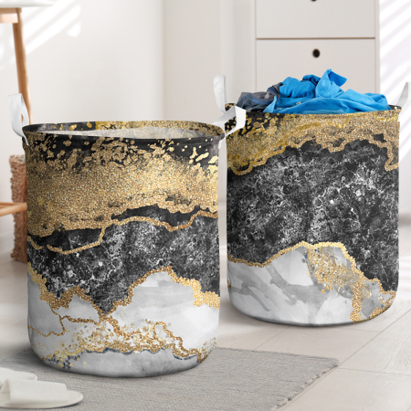 Abstract Background Creative Texture Marble Gold Laundry Basket