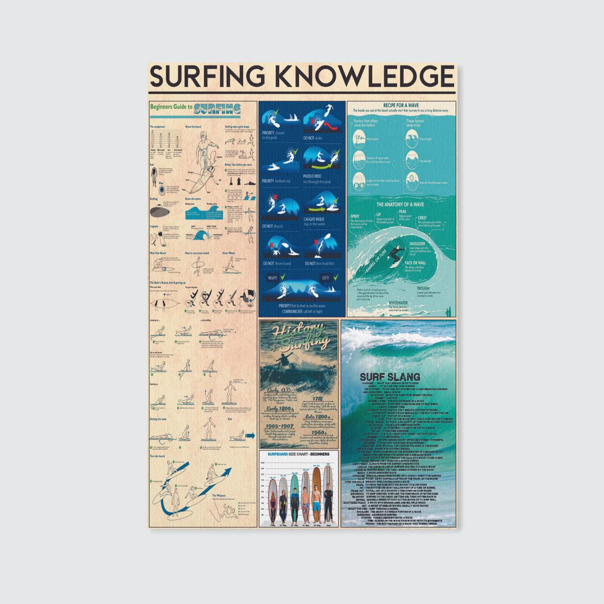 Official Surfing Knowledge Canvas Poster Wall Art