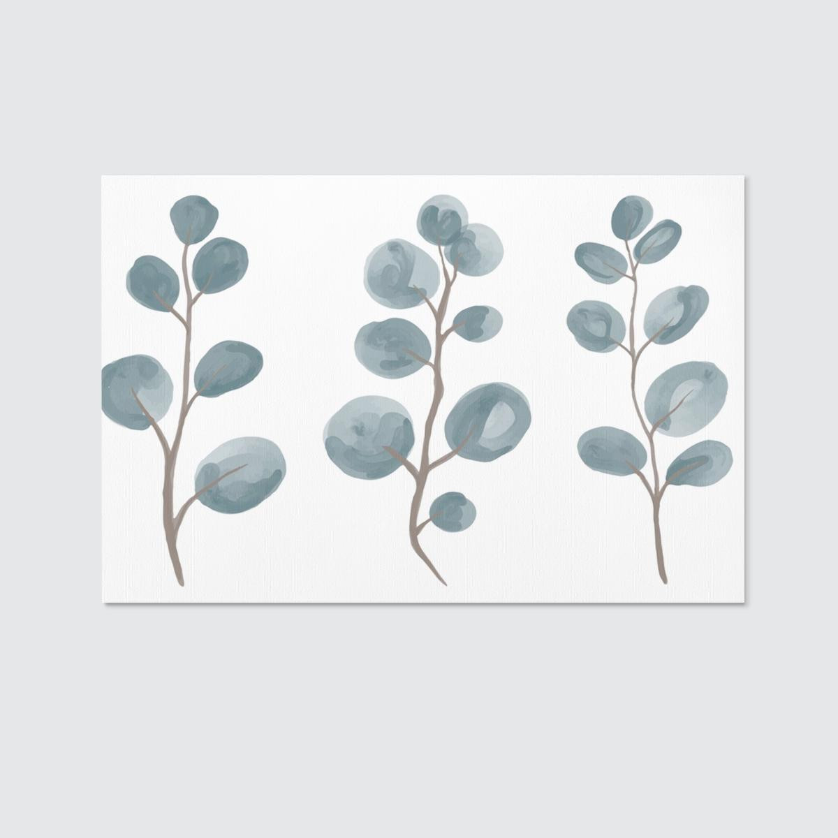 A Set Of Watercolor Twigs Of Round-Leaved Silver Eucalyptus Canvas