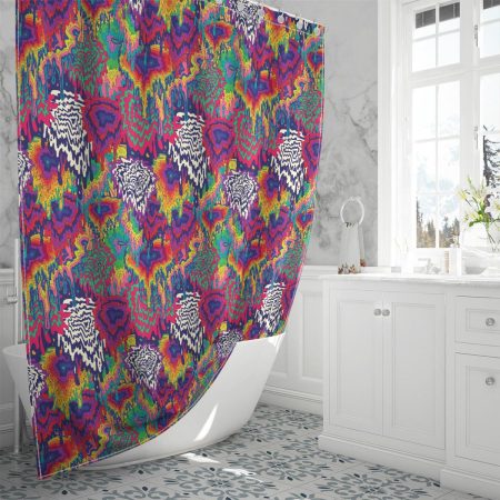 Abstract Colorful Psychedelic Seamless Pattern Background Shower Curtain