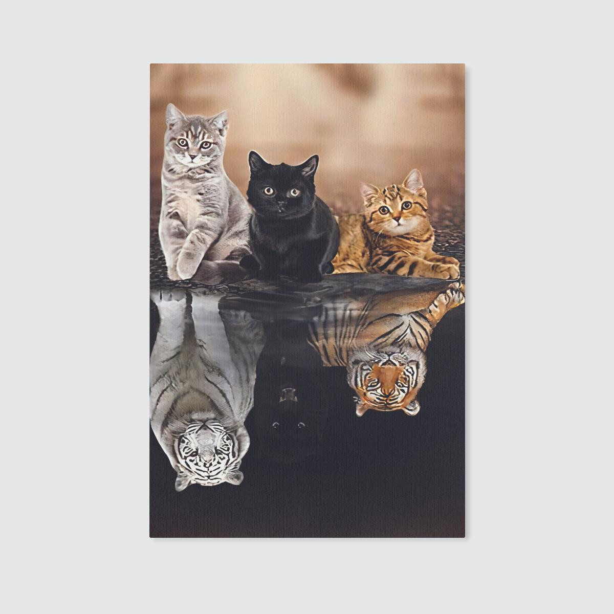 Cat Tiger Water Reflection Animal Lovers Canvas