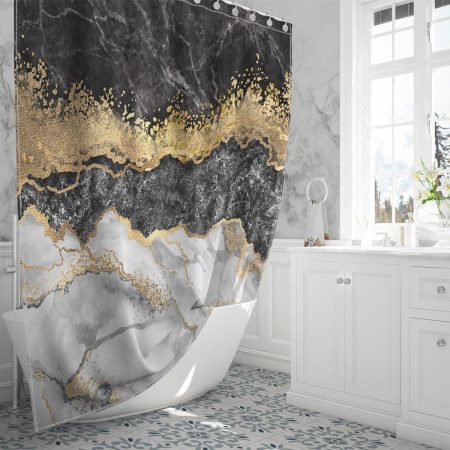 Abstract Background Creative Texture Marble Gold Shower Curtain