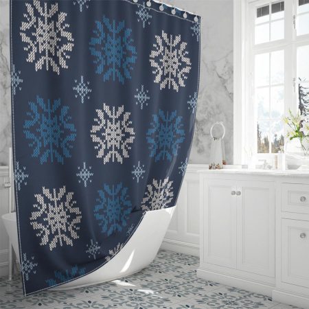 Christmas Fashion With Blue And White Snowflakes Shower Curtain