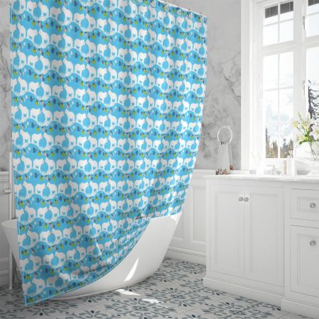 Cute Polar Bears With Xmas Gifts And Starts On Turquesa Shower Curtain