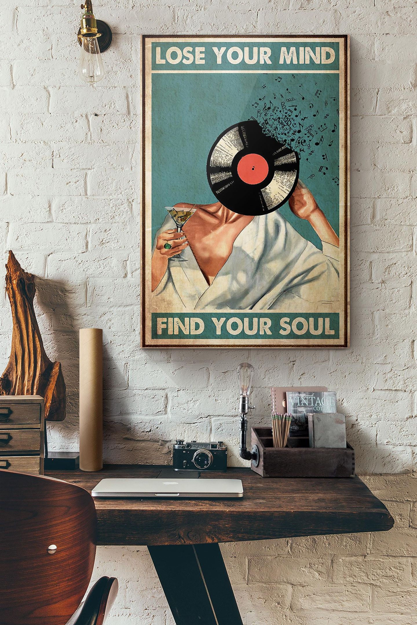 Girl Drink Wine Lose Your Mind Find Your Soul Poster