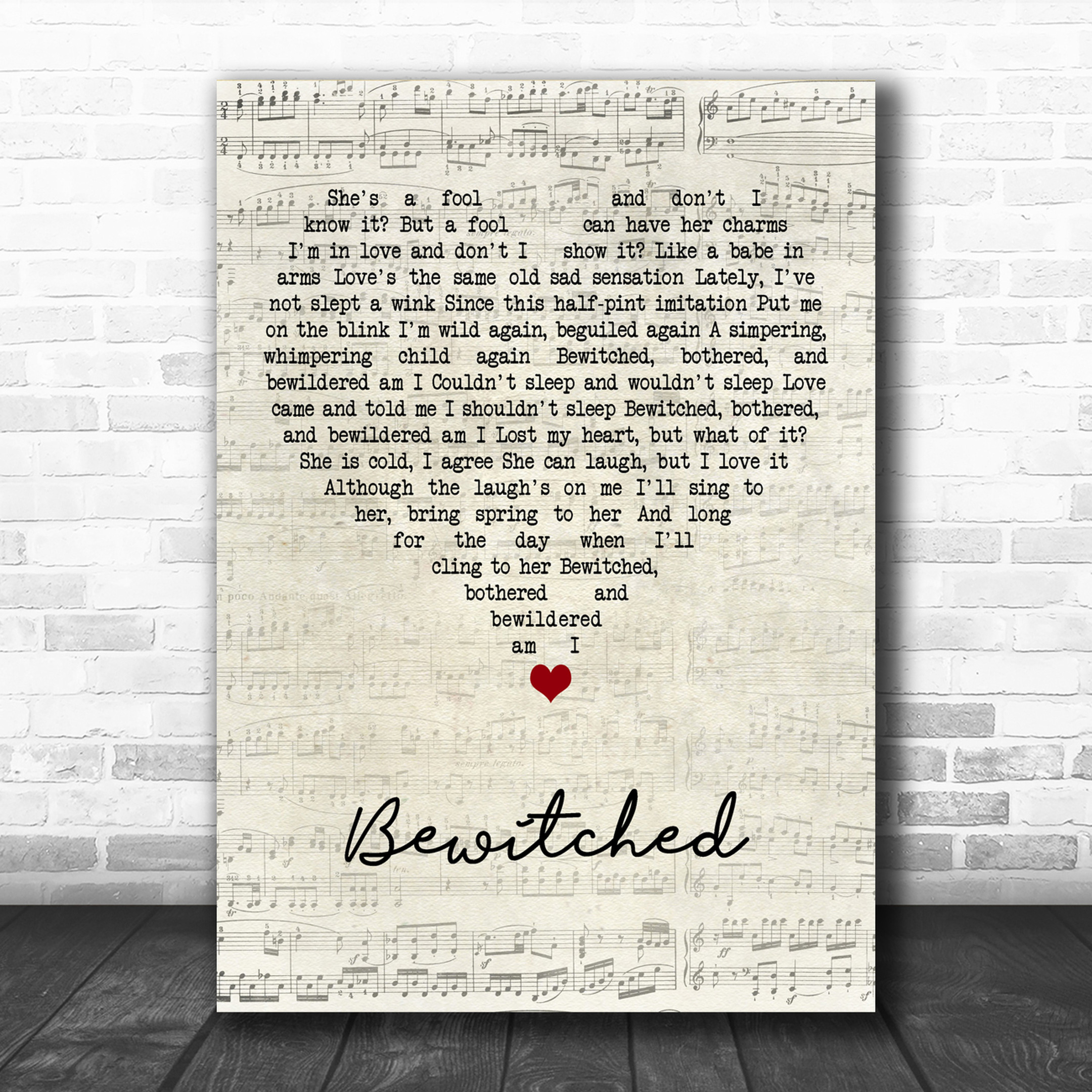 Frank Sinatra Bewitched Script Heart Song Lyric Art Print