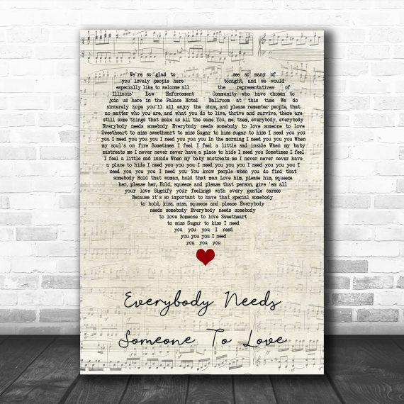 The Blues Brothers Everybody Needs Someone To Love Script Heart Song Lyric Wall Art Print