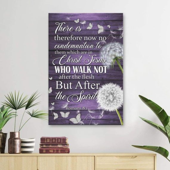 ( Purple) Romans 8:1 Kjv There Is No Condemnation Canvas Wall Art