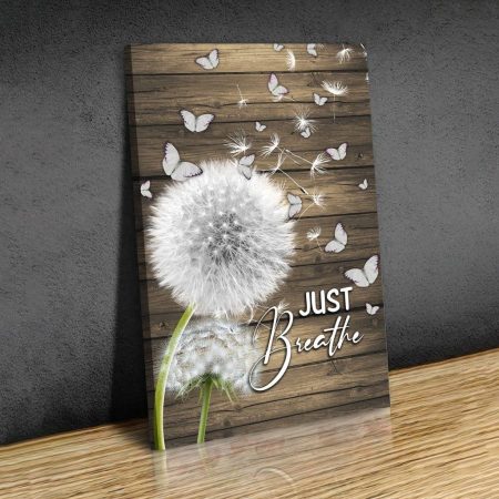 (Brown) Just Breathe Canvas Wall Art