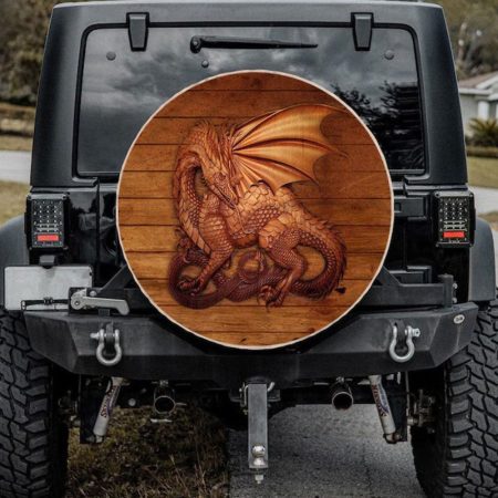 3D Dragon Wood Art Jeep Car Spare Tire Cover Gift For Campers - Jeep Tire Covers