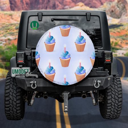 A Lot Of Cupcakes In Colors Of Flag On The Independence Day Spare Tire Cover - Jeep Tire Covers