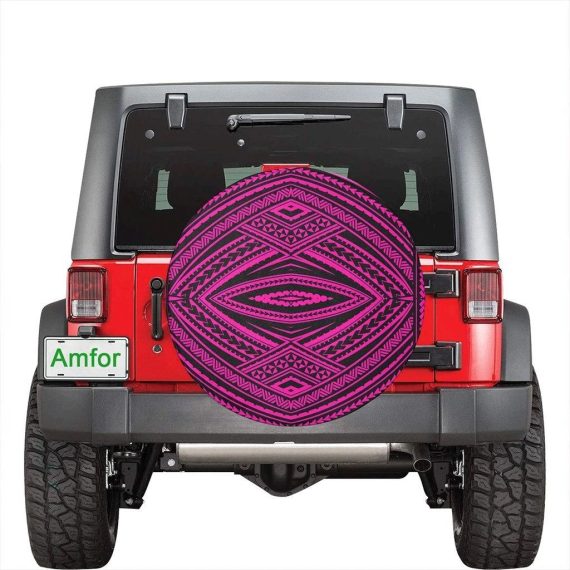 Ideal Polynesian Tatau Pink Hawaii Spare Tire Cover - Jeep Tire Covers