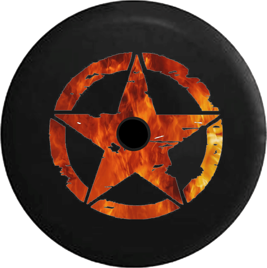 Spare Tire Cover Day Oscar Mike Military Star Orange Red Flames – Jeep ...