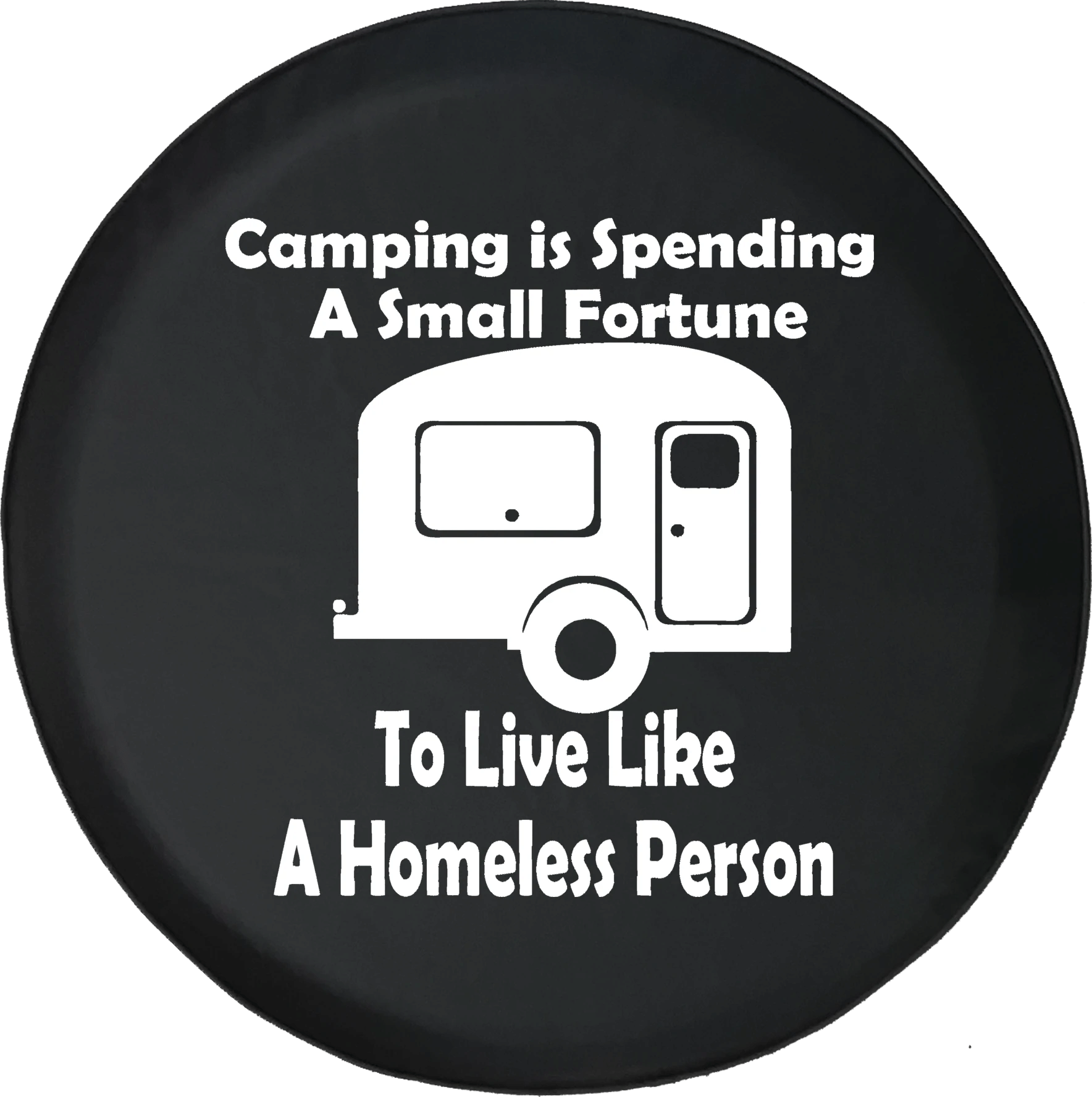 Camping Is Spending A Small Fortune Camper Ornamental On Black Spare 