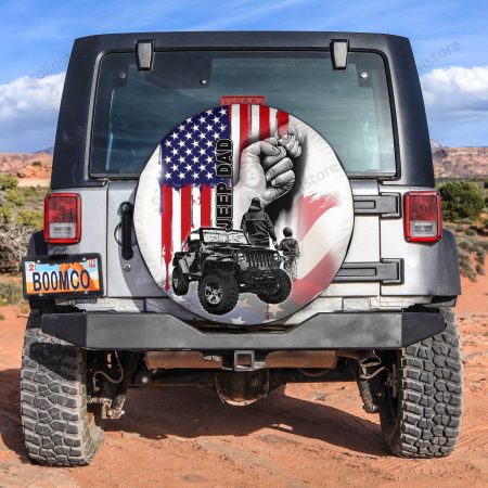 (Custom Personalised) Father Day Spare Tire Cover JEEP DAD No.2 Black Style LT6