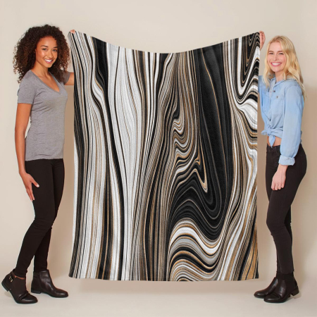Abstract Agate Background Grey Stone Texture Fleece Blanket