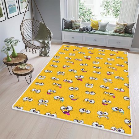 Dominant Yellow Funny Face Area Rugs