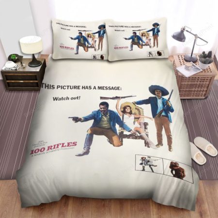 100 Rifles 1969 Th� Picture Has A Message Movie Poster Bed Sheets Duvet Cover Bedding Sets